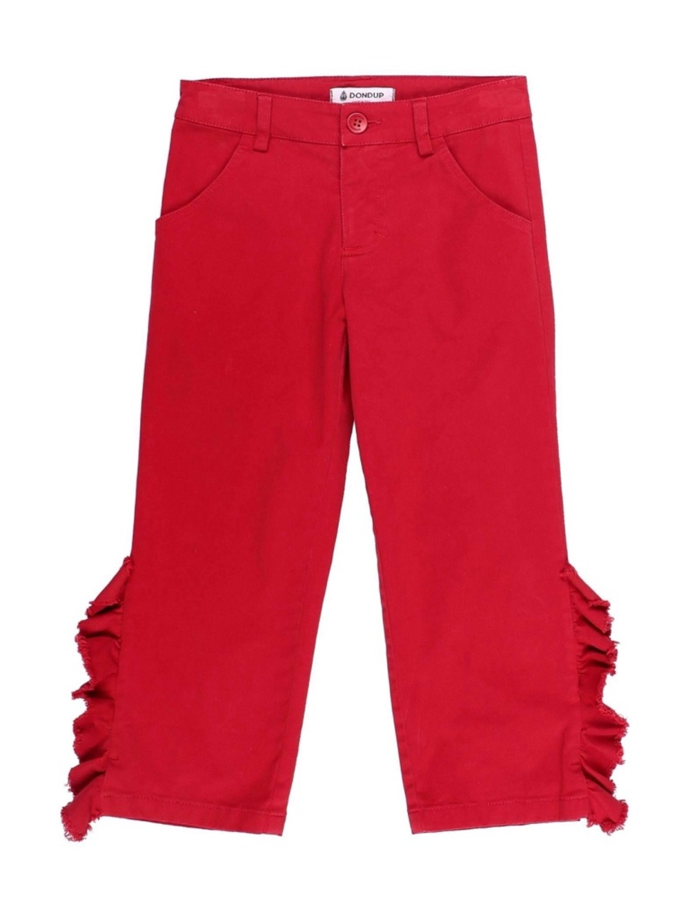 Dondup Kids Bright Red Ruffle-Side Cotton Pants